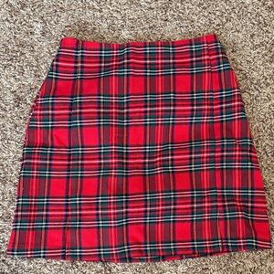 Brandy Melville Red and Green Plaid Mini Skirt